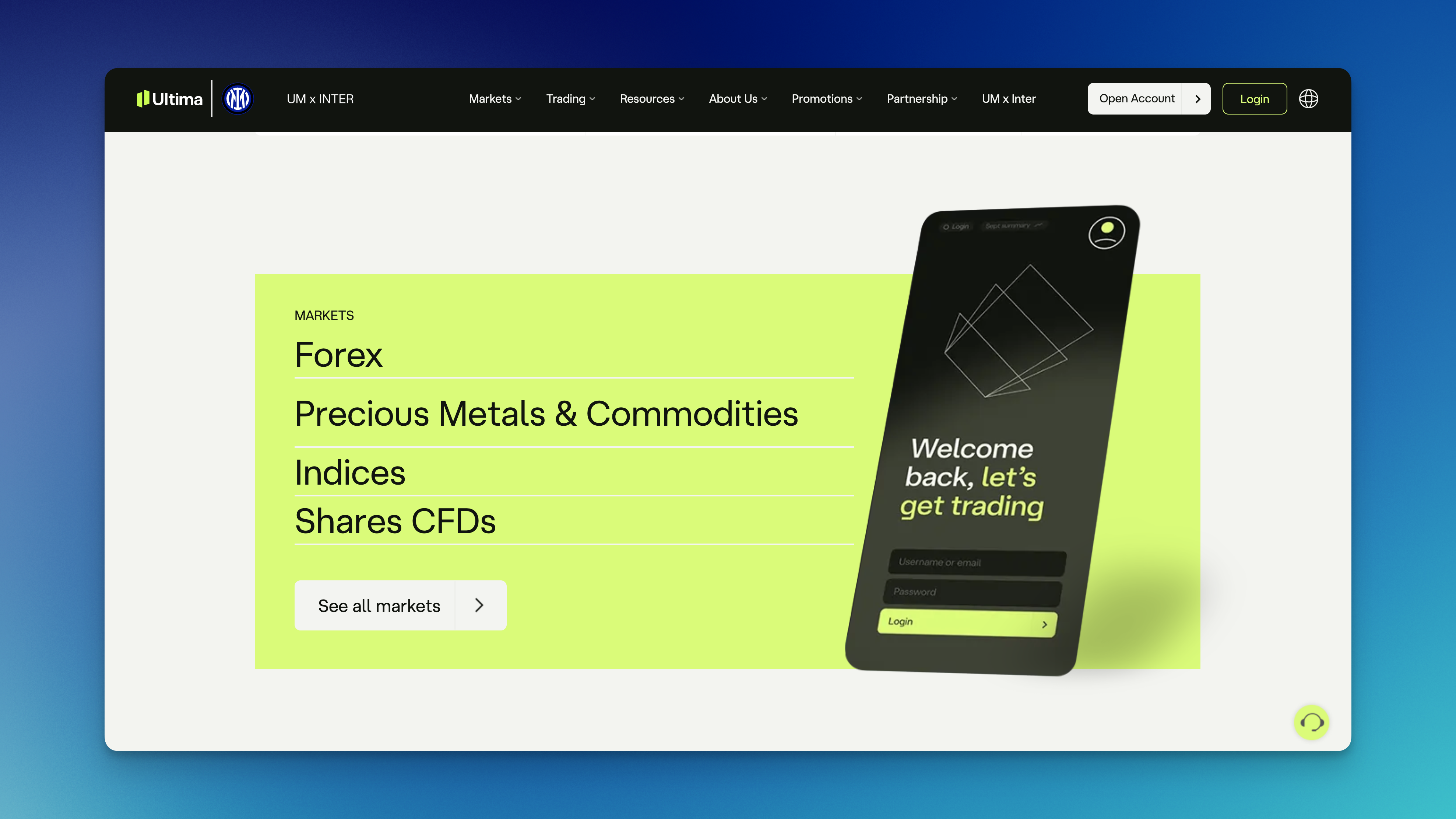 Register Ultima markets