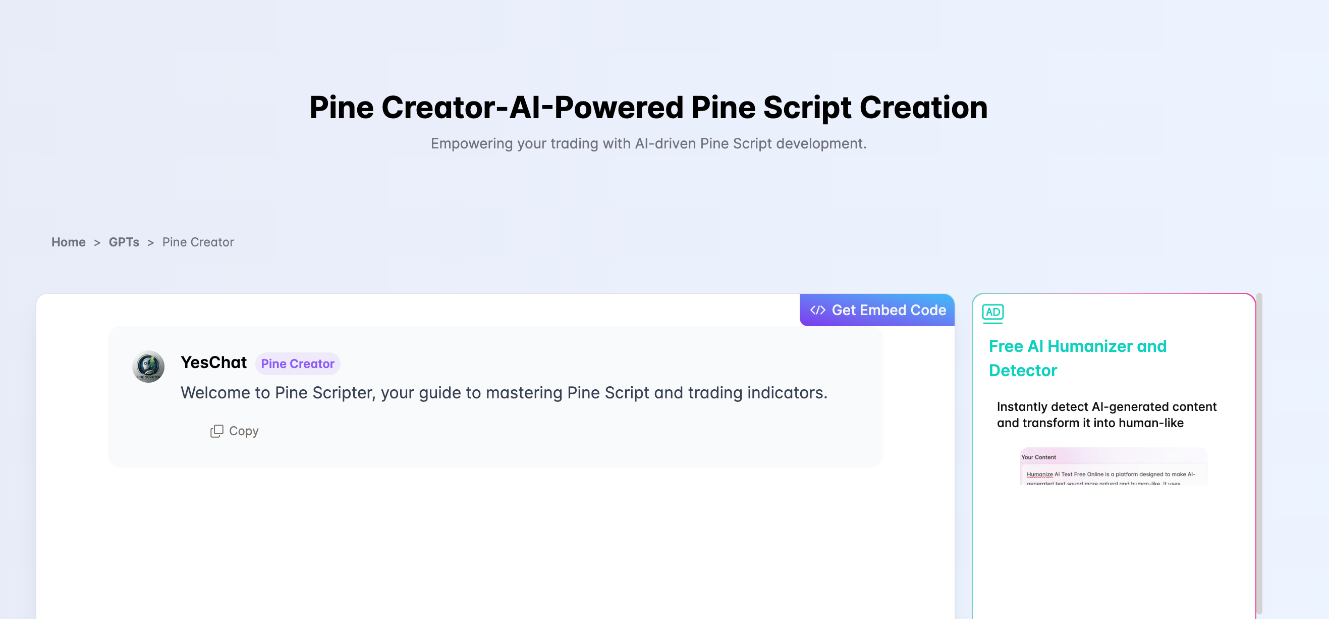 Pine Creator-Free AI-Powered Pine Script Creation