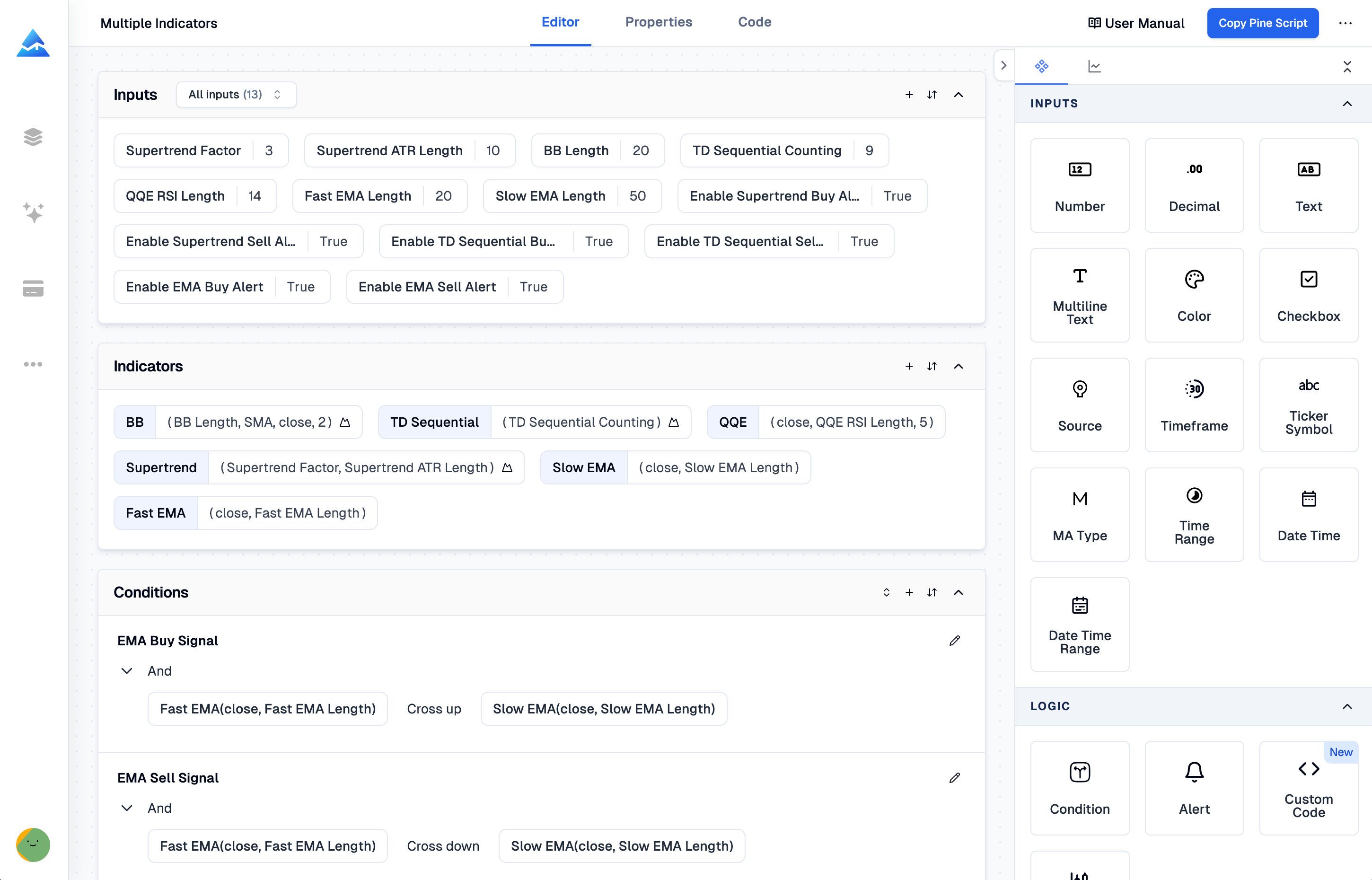 Visual Editor to Create Indicators and Strategies | Pineify