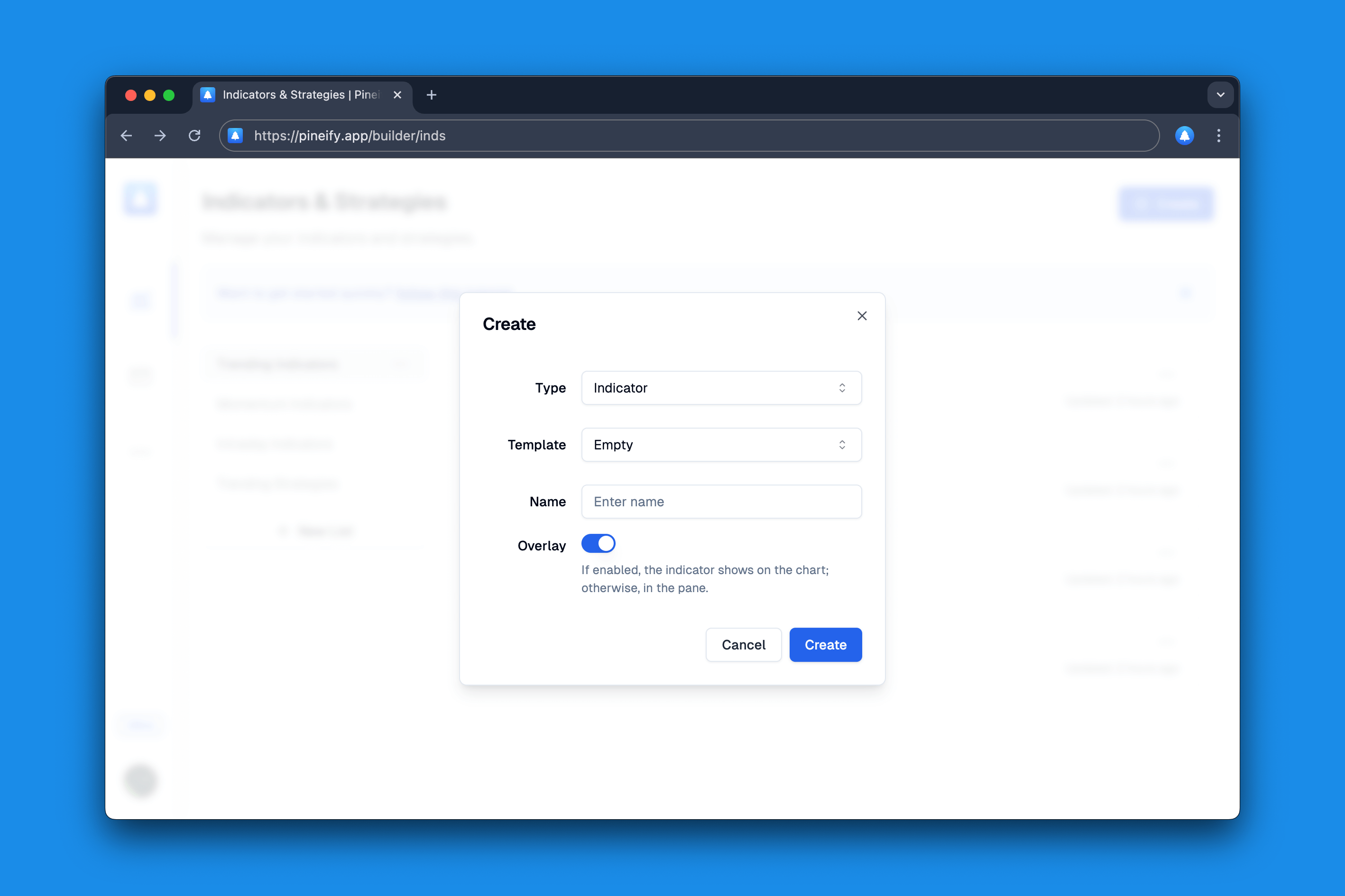 Create Indicator on Pineify